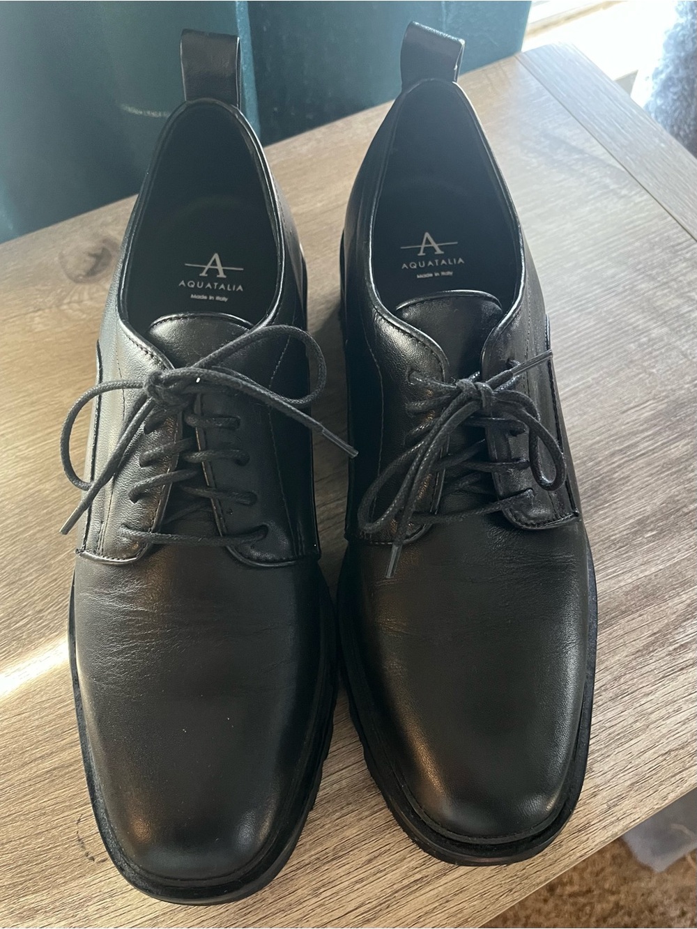 Aquatalia Black Leather Lace-Up Oxfords SZ 9 M